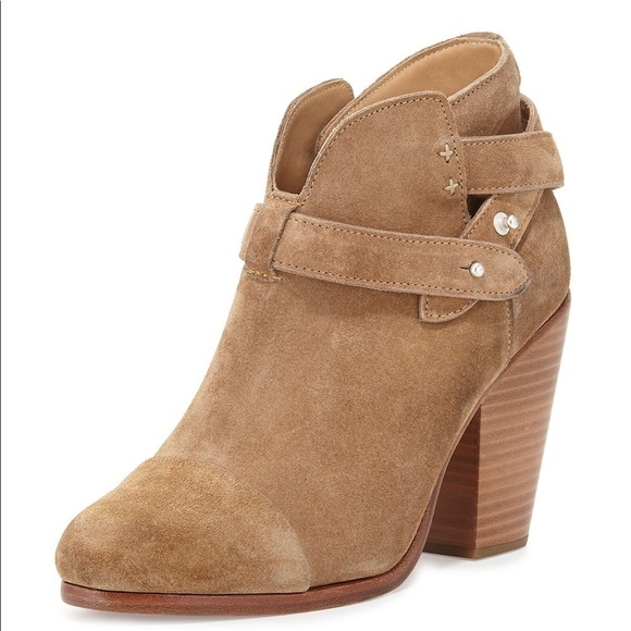 Rag & Bone Tan Suede Block Heel Ankle Booties with Straps •.Size 36.5 🔴 - Picture 1 of 8